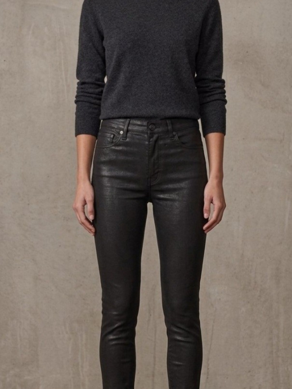 Habitual High-Rise Black Coated Skinny Jeans